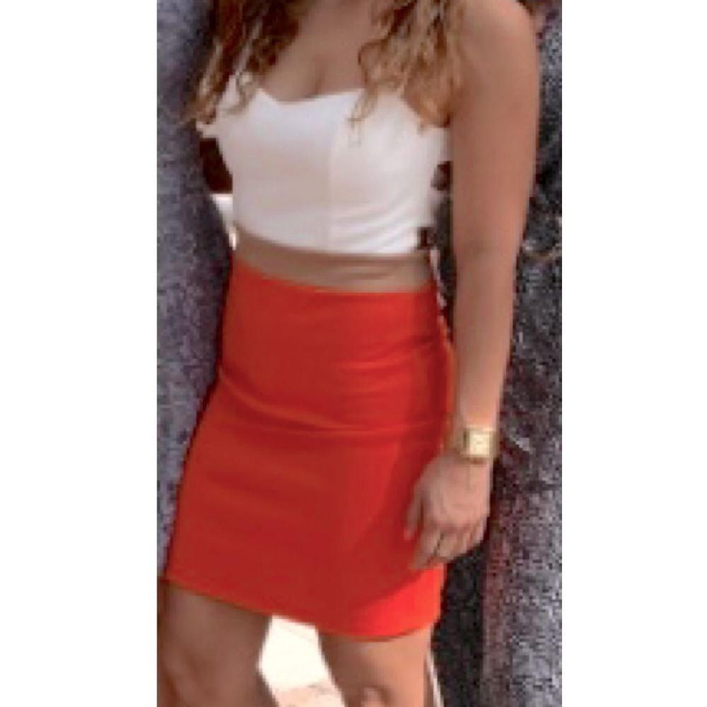 Orange, tan and white dress w/cutouts in the back